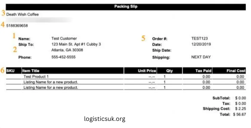 custom packing slip message template