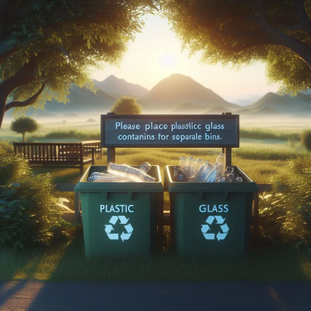 Please Place Plastic and Glass Containers in Separate Bins