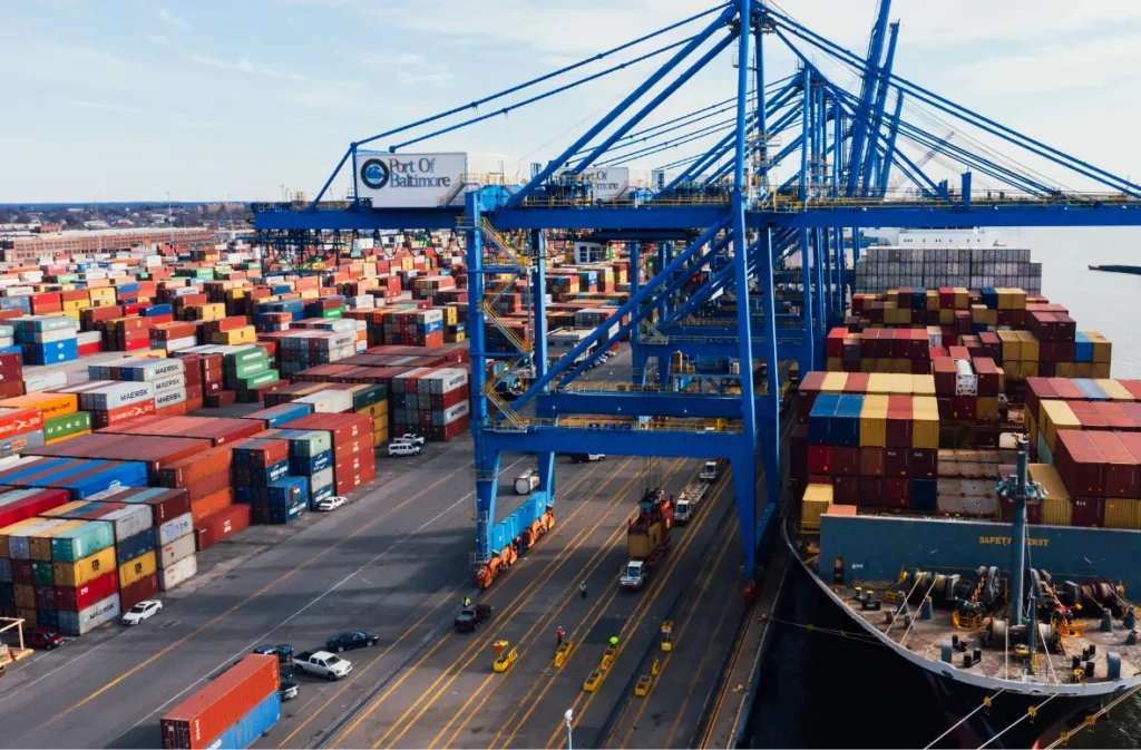 Fire shipping containers at the Port of Baltimore