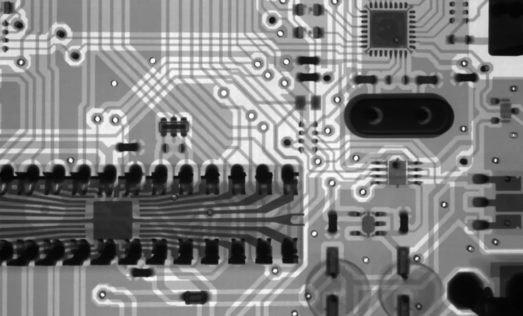 Close-up of a circuit board for tech management.