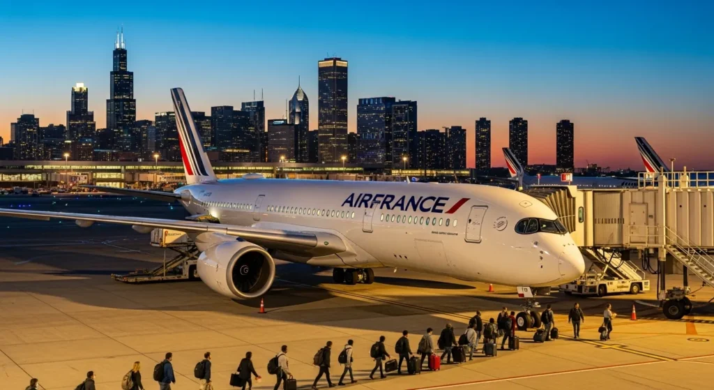air france a350 chicago flight return