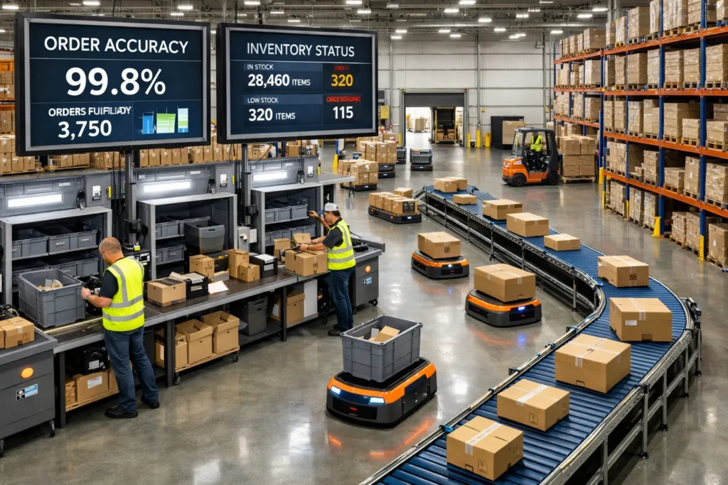 Warehouse Automation in the UK improving productivity, order accuracy, and operational efficiency in automated logistics facilities.