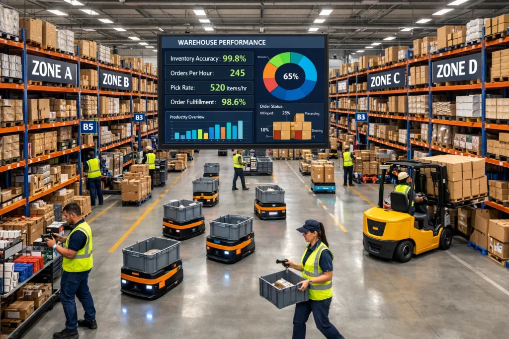 Warehouse Management Systems improving productivity, inventory accuracy, and warehouse capacity for UK logistics companies.
