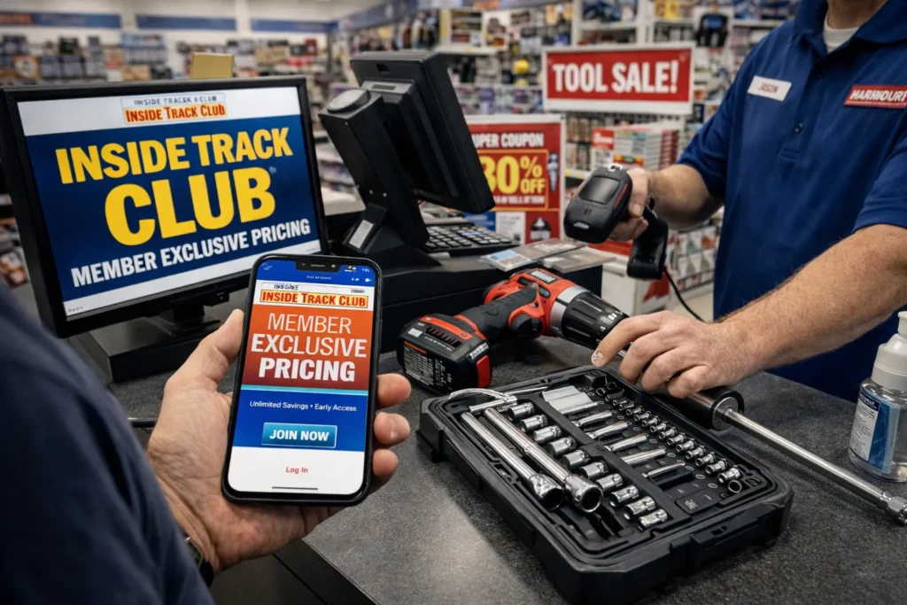 Does Harbor Freight give military discounts compared with Inside Track Club membership savings.