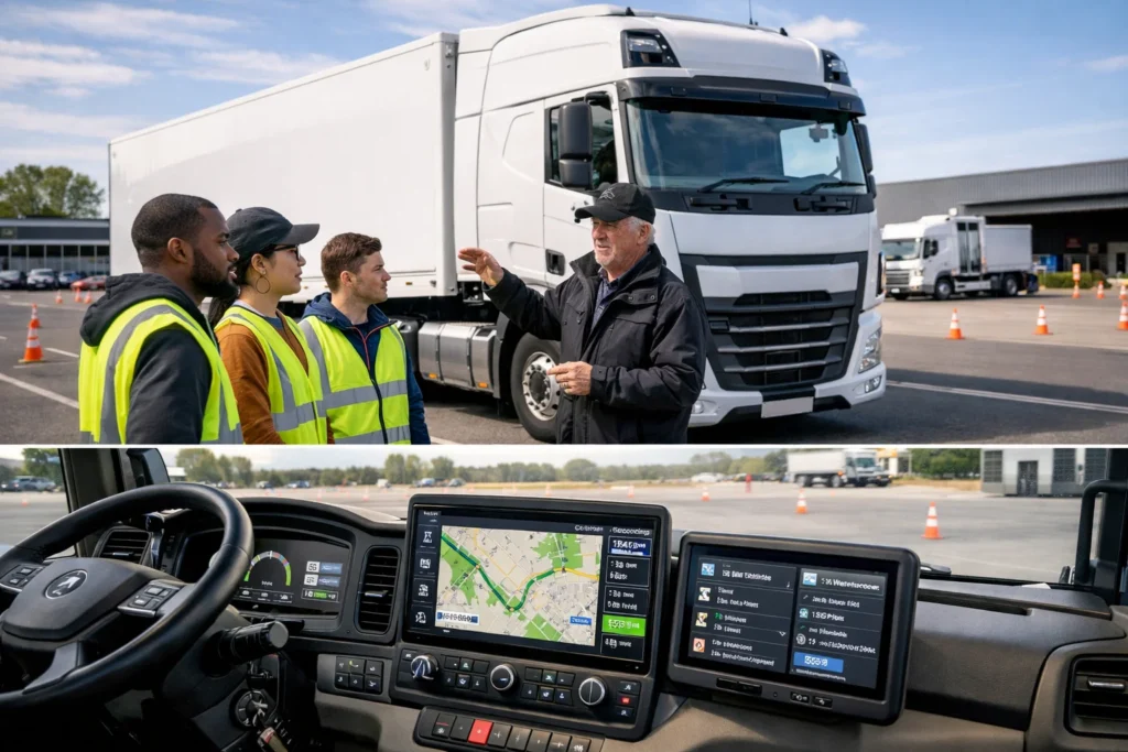 Driver training and technology solutions helping logistics firms respond to the UK HGV Driver Shortage.