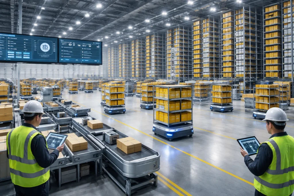 Automated robotics and warehouse management systems powering modern UK Warehousing and Distribution operations.