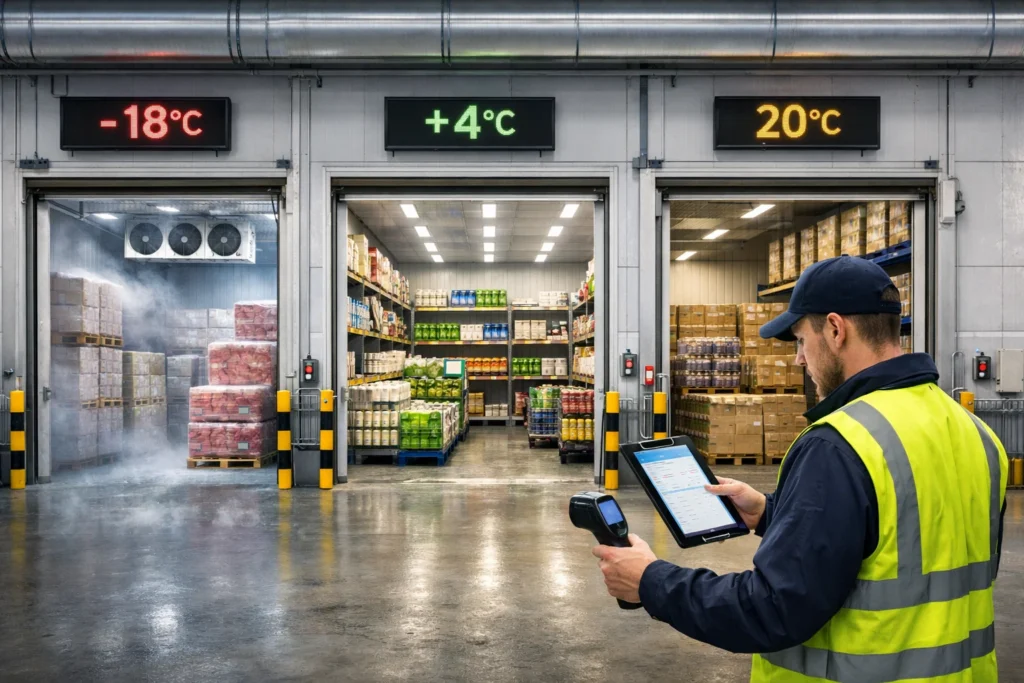Cold Storage Warehousing UK temperature zones showing frozen, chilled and controlled ambient storage areas.